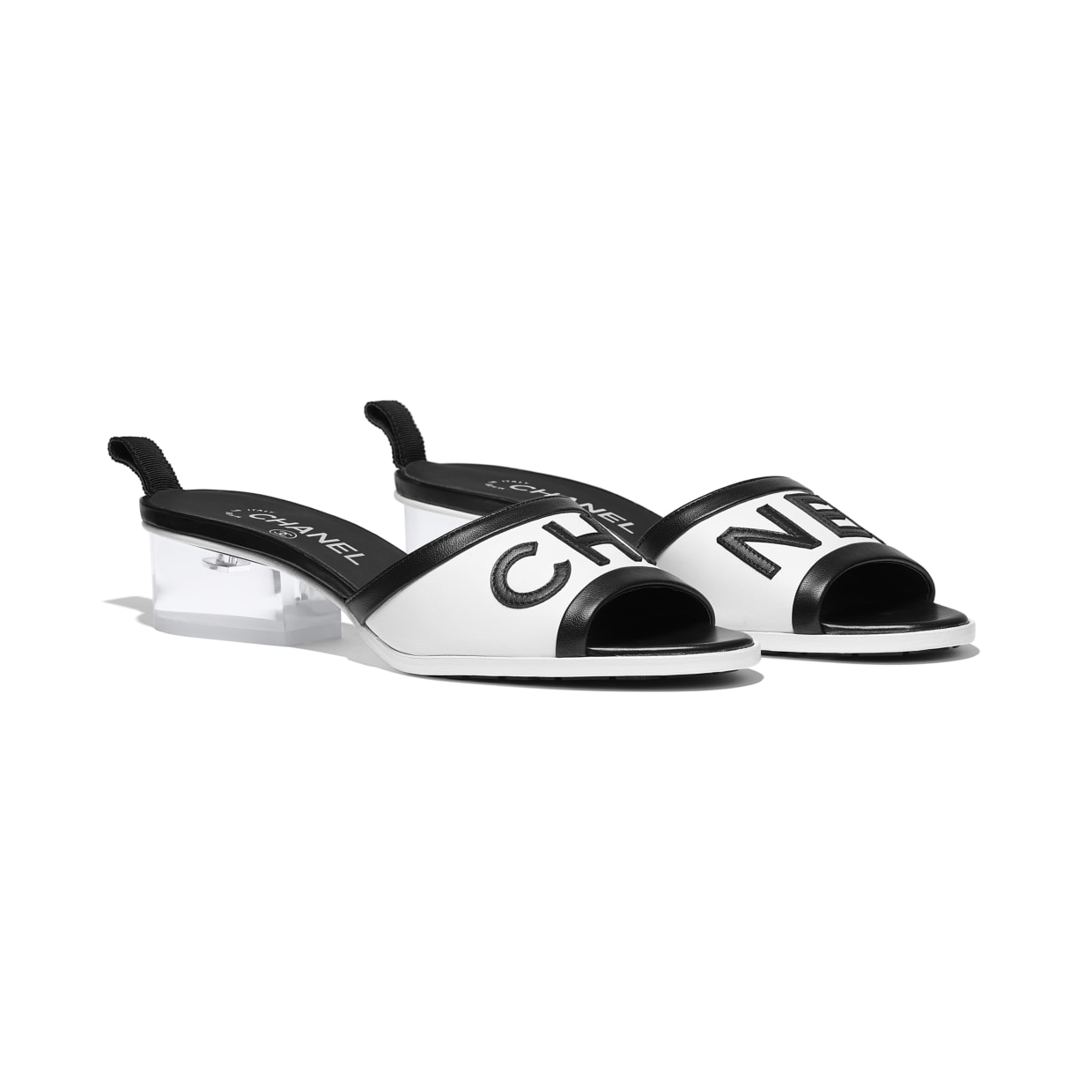 chanel black and white slides