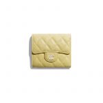 Chanel Yellow Iridescent Grained Calfskin Classic Small Flap Wallet