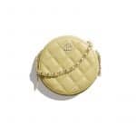 Chanel Yellow Iridescent Grained Calfskin Round Classic Clutch With Chain