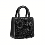 Dior Black Floral Embellished Lady Dior Bag