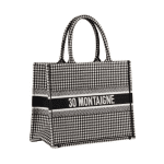 Dior Black/White Houndstooth Book Tote Bag