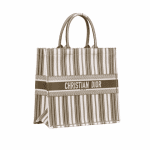 Dior Green Striped Book Tote Bag