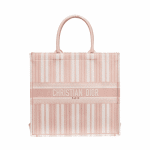 Dior Pink Striped Book Tote Bag