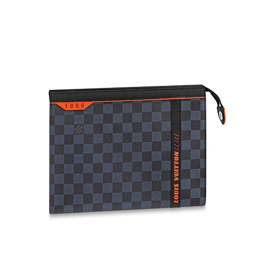 Pre-owned Louis Vuitton Multiple Wallet Damier Cobalt Race Blue Orange