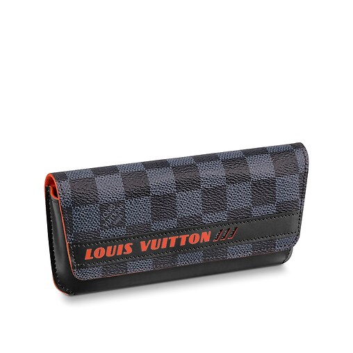 Pre-owned Louis Vuitton Multiple Wallet Damier Cobalt Race Blue Orange