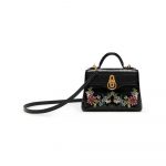 Mulberry Black Croc Print with Flower Crystals Micro Seaton Bag