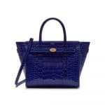 Mulberry Cobalt Blue Croc Print Small Zipped Bayswater Bag