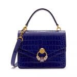 Mulberry Cobalt Blue Croc Print with Crystals Harlow Satchel Bag