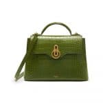 Mulberry Dark Olive Croc Print Small Seaton Bag