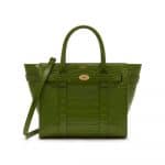 Mulberry Dark Olive Croc Print Small Zipped Bayswater Bag
