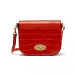Mulberry Hibiscus Red Croc Print Small Darley Satchel Bag
