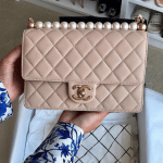 Chanel Beige Medium Chic Pearls Flap Bag