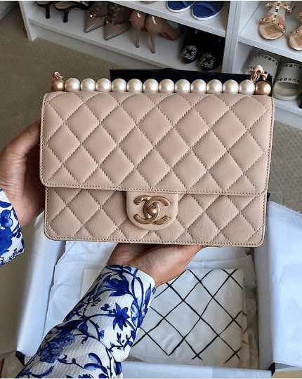 chanel bag pearl strap