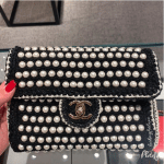 Chanel Black Crochet:Imitation Pearls Flap Bag
