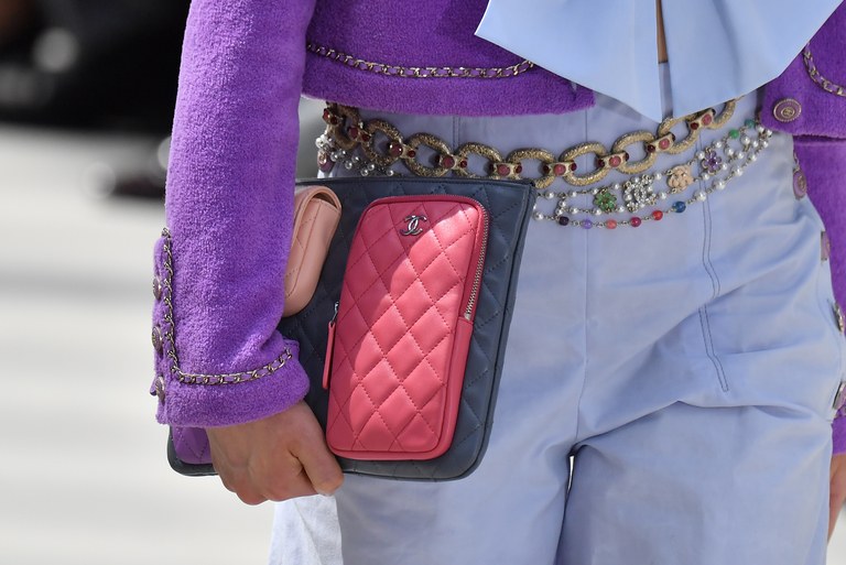 Chanel Blue and Pink Multi-Pocket Pouch Bag