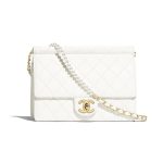 Chanel White Medium Chic Pearls Flap Bag