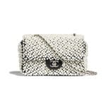 Chanel White/Black Imitation Pearls/Lambskin Mini Flap Bag