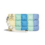 Chanel Yellow:Green & Blue Lambskin:Imitation Pearls Small Clutch Bag