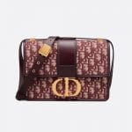 Dior Burgundy Oblique Canvas 30 Montaigne Flap Bag