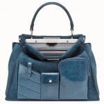 Fendi Blue Suede:Karung Peekaboo Regular Pocket Bag