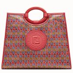 Fendi Blue/Red Grille Royale Print Runaway Shopper Bag