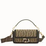 Fendi Brown Embroidered Fabric Baguette Bag