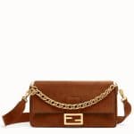 Fendi Brown Suede Large Baguette Bag