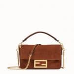 Fendi Brown Suede Mini Baguette Bag