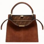 Fendi Brown Suede Peekaboo X-Lite Regular Bag