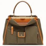 Fendi Green Canvas Peekaboo Regular Pocket Bag