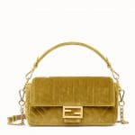 Fendi Green FF Velvet Baguette Bag