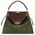 Fendi Green Suede Peekaboo X-Lite Bag