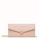 Fendi Light Pink Calfskin Continental F Wallet on Chain Bag