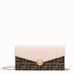 Fendi Light Pink Calfskin/FF Embossed Continental F Wallet on Chain Bag