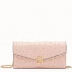 Fendi Light Pink Continental F Wallet with Chain Bag