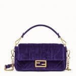 Fendi Purple FF Velvet Baguette Bag