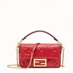 Fendi Red FF Embossed Mini Baguette Bag