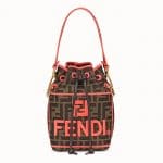 Fendi Red Fendi Roma Amor Fabric Mon Tresor Bag