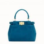 Fendi Teal Blue Suede Peekaboo XS Bag