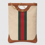 Gucci Beige Vintage Canvas Top Handle Tote Bag