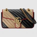 Gucci Beige/Black GG Marmont Small Shoulder Bag