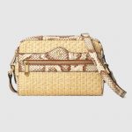 Gucci Beige/Brown Straw Ophidia Mini Bag