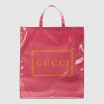 Gucci Pink Logo Print Medium Tote Bag