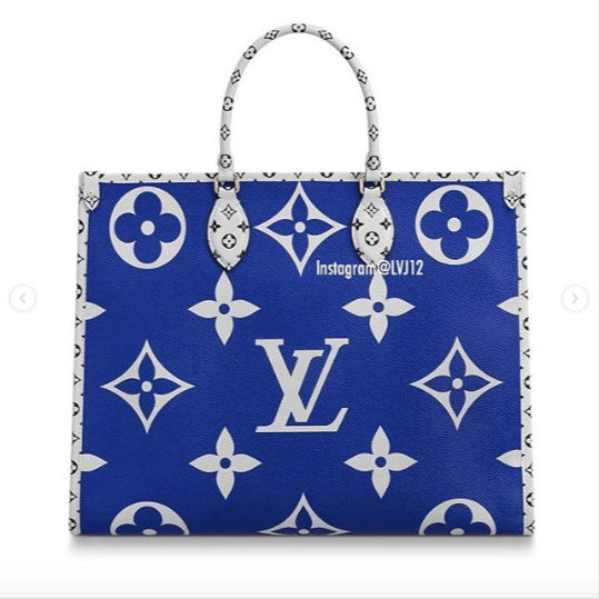 Louis Vuitton Blue, Pattern Print 2021 Monogram Giant St. Barth Onthego Tote