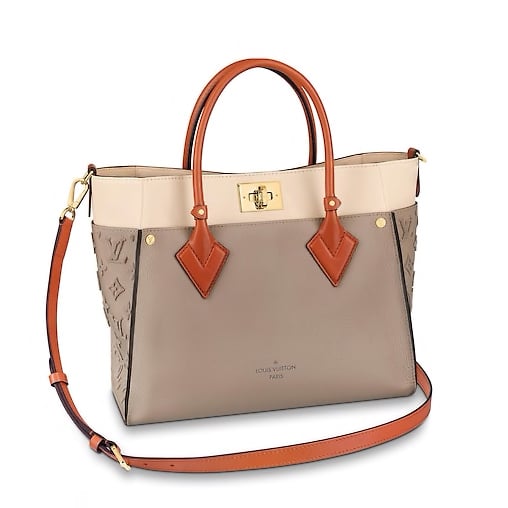 Louis Vuitton LV On My Side MM Tote Bag Women, Galet Grey, M53825