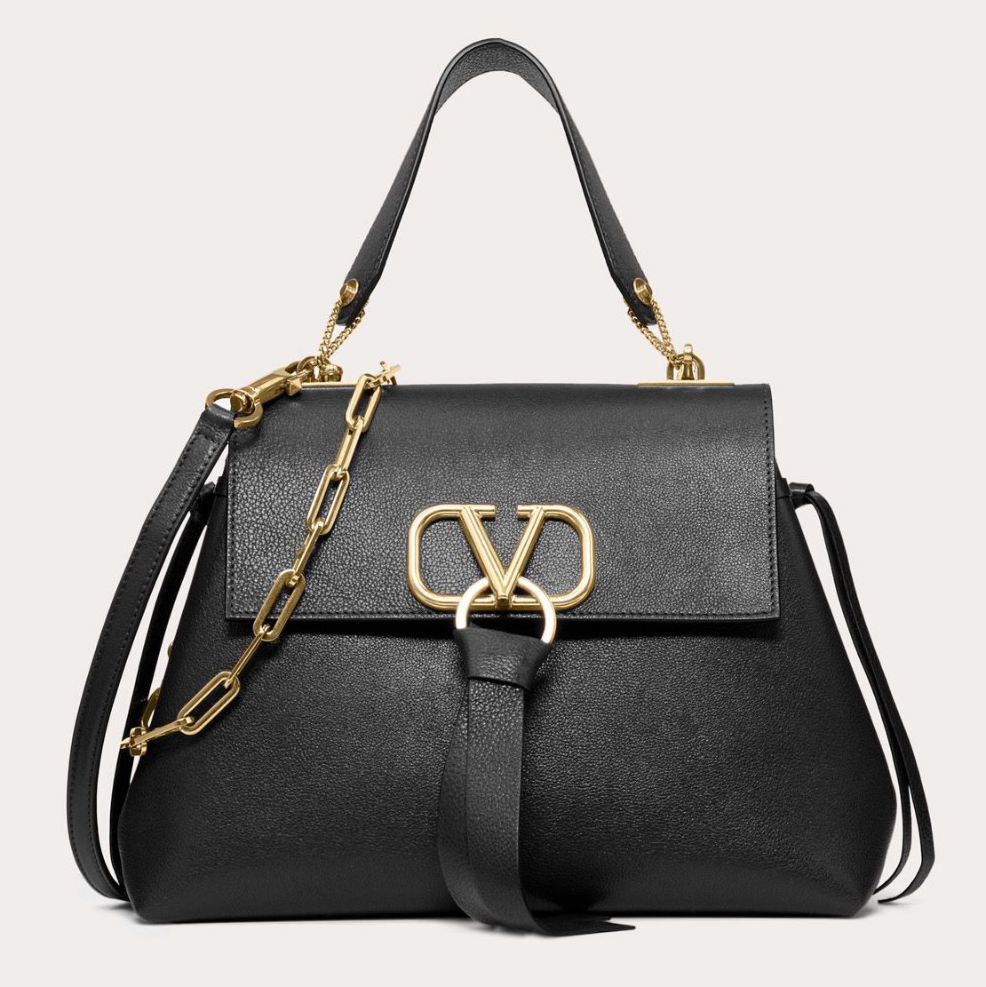 Valentino + Small V-ring Smooth Calfskin Crossbody Bag