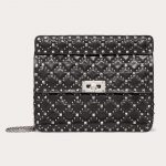 Valentino Black Micro Studs Rockstud Spike.It Medium Bag