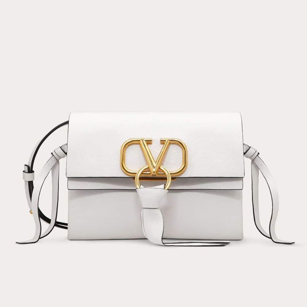 Valentino White Buffalo VRing Small Crossbody Bag