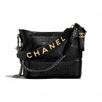 Chanel 2019 New York Gabrielle Medium Croco Embossed Shoulder Bag