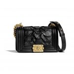 Chanel Black Crumpled Calfskin Boy Chanel Small Bag